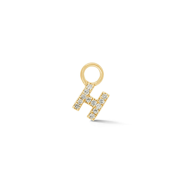 Yellow Gold,H-7^Designer Diamond Huggies: DRD Initial Earring Charm in Yellow Gold