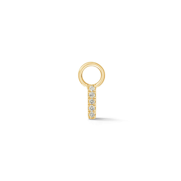 Yellow Gold,I-7^Designer Diamond Huggies: DRD Initial Earring Charm in Yellow Gold