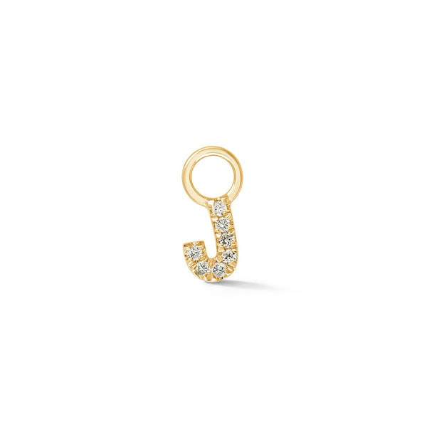 Yellow Gold,J-7^Designer Diamond Huggies: DRD Initial Earring Charm in Yellow Gold