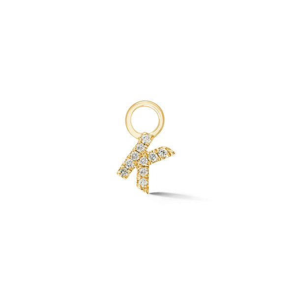 Yellow Gold,K-7^Designer Diamond Huggies: DRD Initial Earring Charm in Yellow Gold