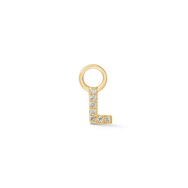 Yellow Gold,L-7^Designer Diamond Huggies: DRD Initial Earring Charm in Yellow Gold