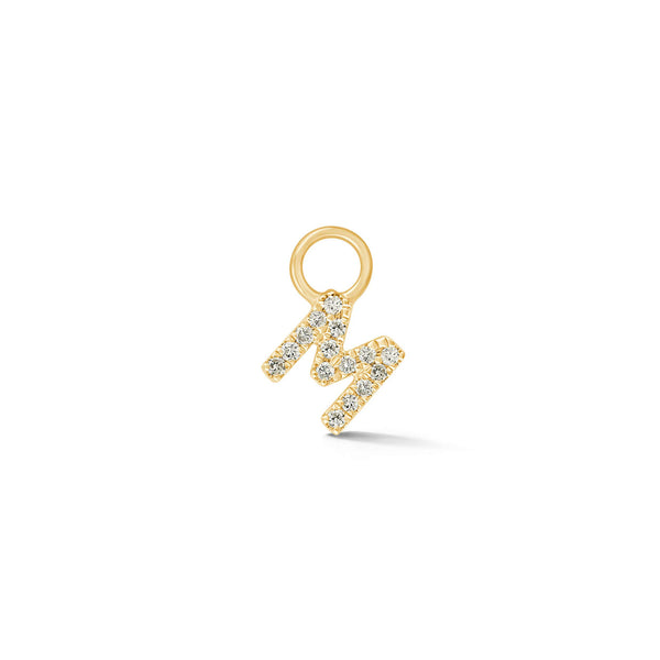 Yellow Gold,M-7^Designer Diamond Huggies: DRD Initial Earring Charm in Yellow Gold