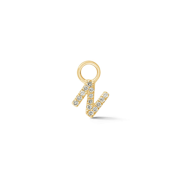 Yellow Gold,N-7^Designer Diamond Huggies: DRD Initial Earring Charm in Yellow Gold