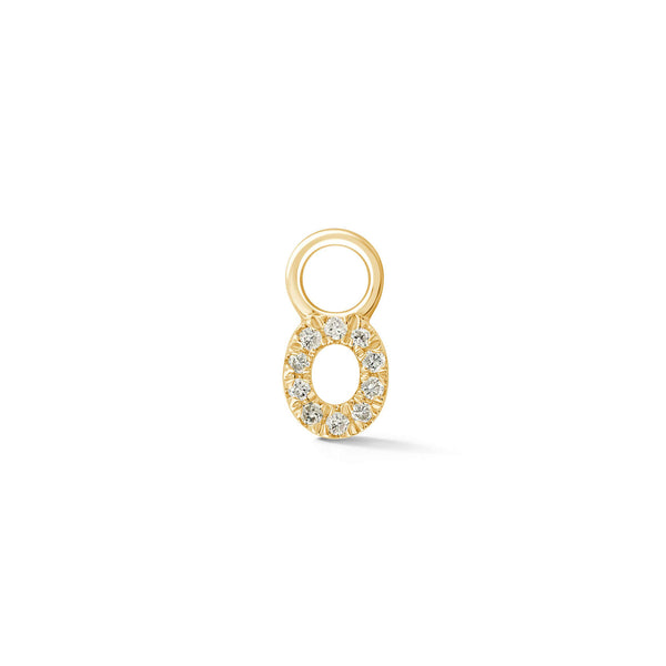 Yellow Gold,O-7^Designer Diamond Huggies: DRD Initial Earring Charm in Yellow Gold