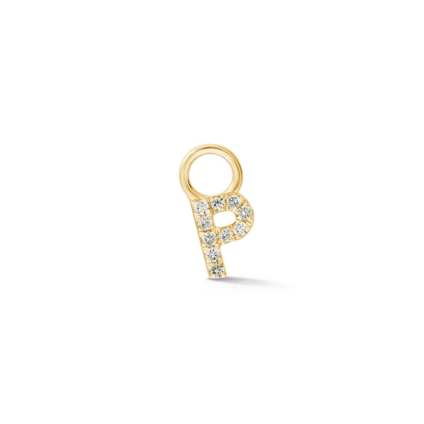 Yellow Gold,P-7^Designer Diamond Huggies: DRD Initial Earring Charm in Yellow Gold