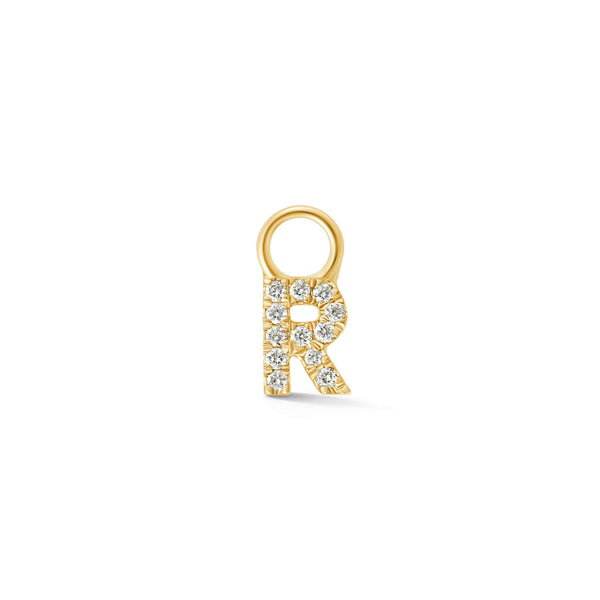 Yellow Gold,R-7^Designer Diamond Huggies: DRD Initial Earring Charm in Yellow Gold