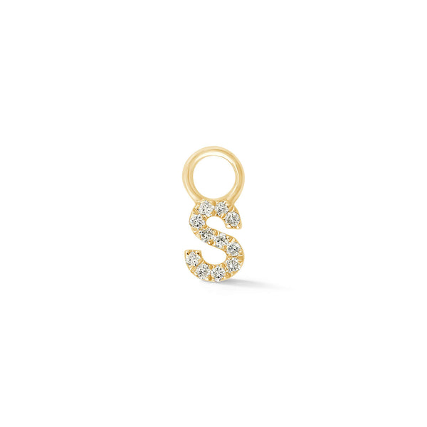 Yellow Gold,S-7^Designer Diamond Huggies: DRD Initial Earring Charm in Yellow Gold