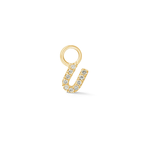 Yellow Gold,U-7^Designer Diamond Huggies: DRD Initial Earring Charm in Yellow Gold