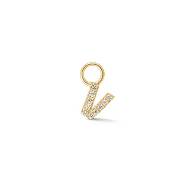 Yellow Gold,V-7^Designer Diamond Huggies: DRD Initial Earring Charm in Yellow Gold