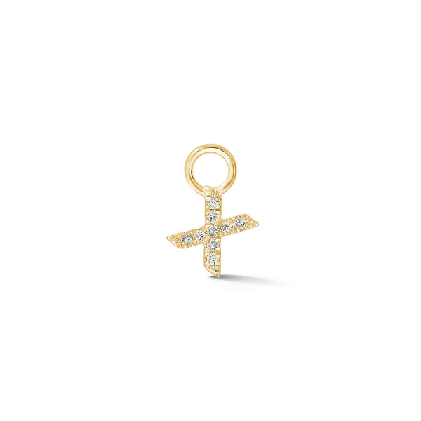 Yellow Gold,X-7^Designer Diamond Huggies: DRD Initial Earring Charm in Yellow Gold