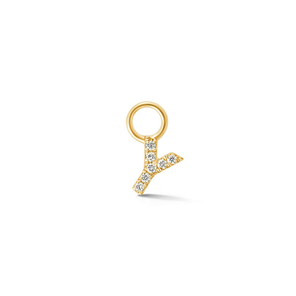 Yellow Gold,Y-7^Designer Diamond Huggies: DRD Initial Earring Charm in Yellow Gold