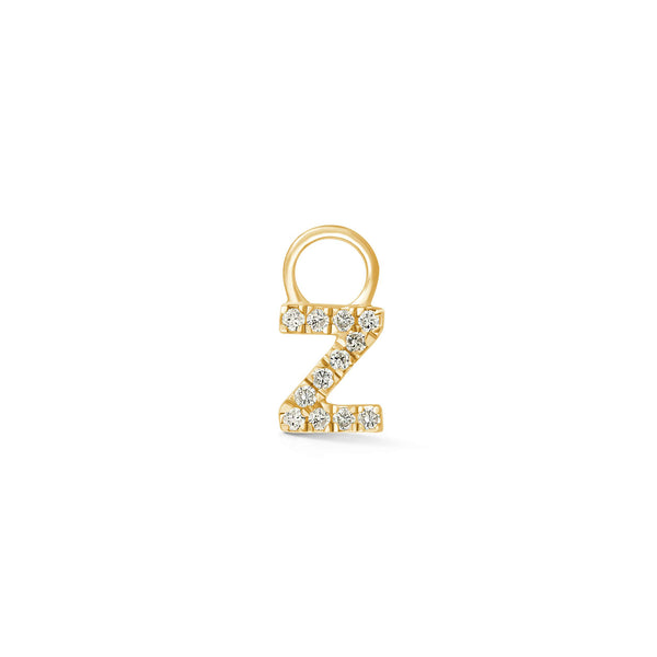 Yellow Gold,Z-7^Designer Diamond Huggies: DRD Initial Earring Charm in Yellow Gold