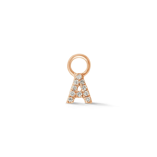 Rose Gold-1^Designer Diamond Huggies: DRD Initial Earring Charm in Rose Gold