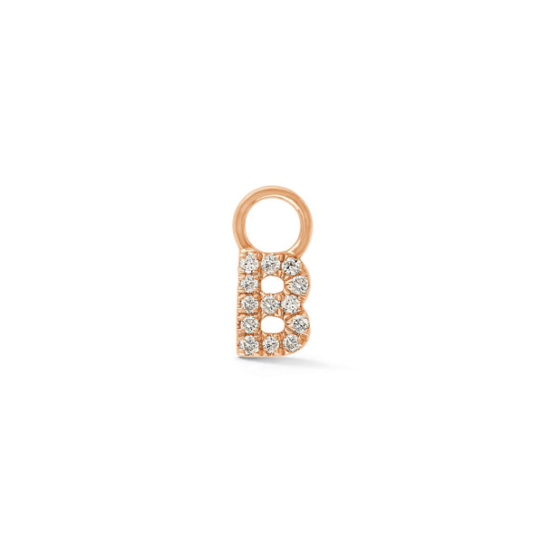 Rose Gold,B-4^Designer Diamond Huggies: DRD Initial Earring Charm in Rose Gold