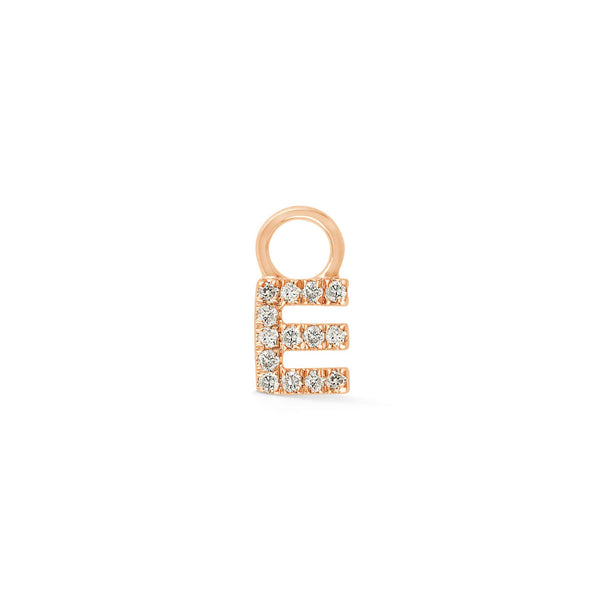 Rose Gold,E-7^Designer Diamond Huggies: DRD Initial Earring Charm in Rose Gold