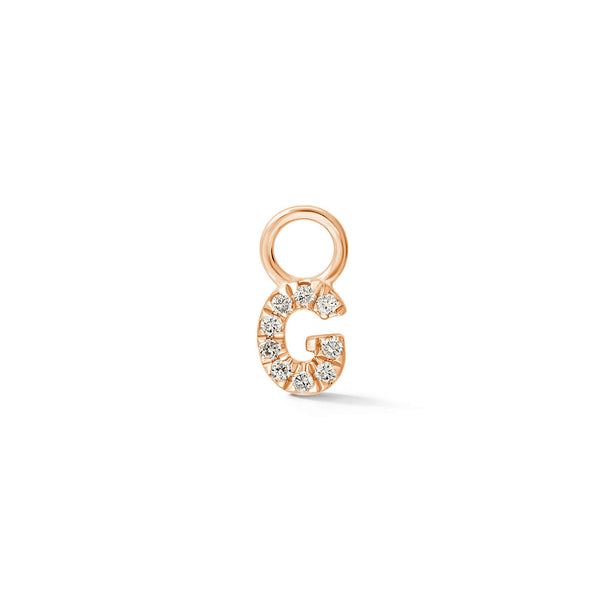 Rose Gold,G-4^Designer Diamond Huggies: DRD Initial Earring Charm in Rose Gold