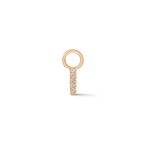 Rose Gold,I-4^Designer Diamond Huggies: DRD Initial Earring Charm in Rose Gold