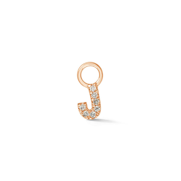 Rose Gold,J-4^Designer Diamond Huggies: DRD Initial Earring Charm in Rose Gold