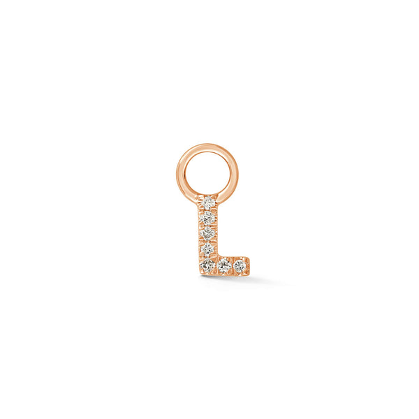 Rose Gold,L-4^Designer Diamond Huggies: DRD Initial Earring Charm in Rose Gold