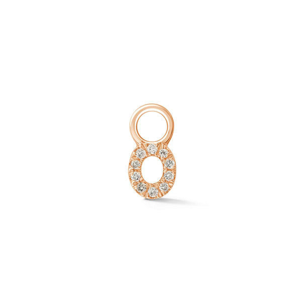 Rose Gold,O-4^Designer Diamond Huggies: DRD Initial Earring Charm in Rose Gold