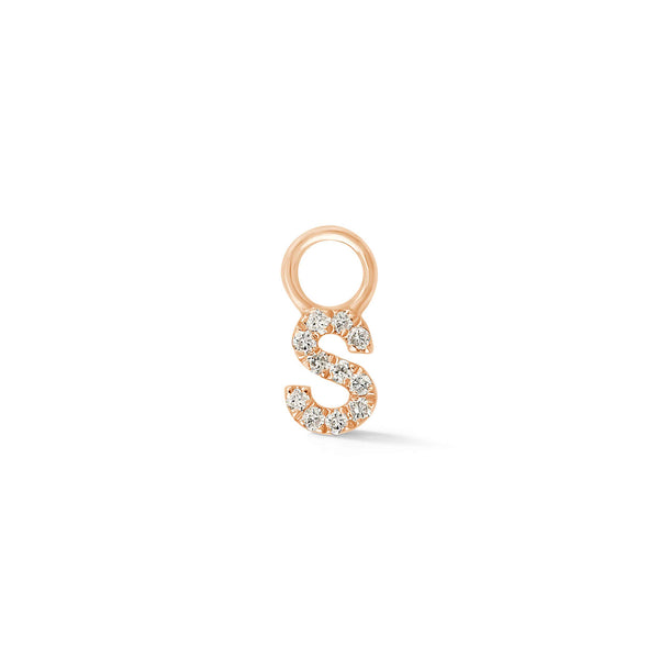 Rose Gold,S-4^Designer Diamond Huggies: DRD Initial Earring Charm in Rose Gold