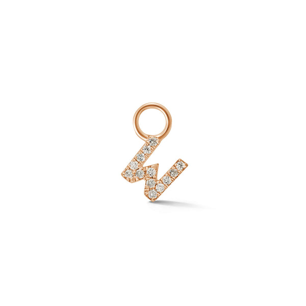 Rose Gold,W-4^Designer Diamond Huggies: DRD Initial Earring Charm in Rose Gold