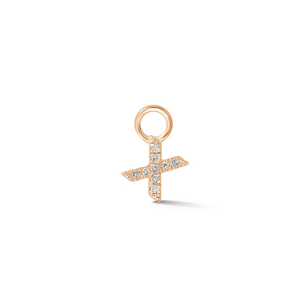 Rose Gold,X-4^Designer Diamond Huggies: DRD Initial Earring Charm in Rose Gold