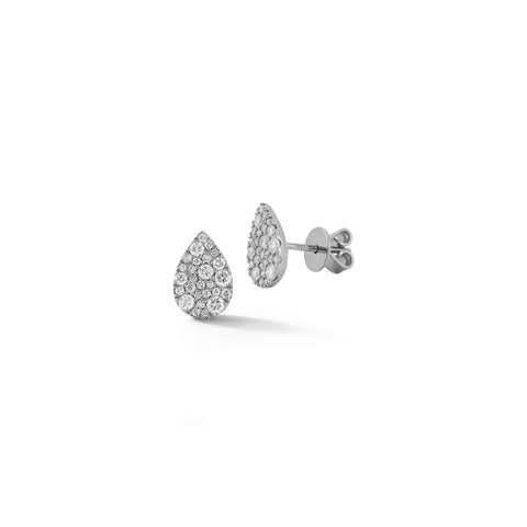 White Gold-1^Designer Stud Earrings: Samantha Lynn Large Teardrop Diamond Studs in White Gold