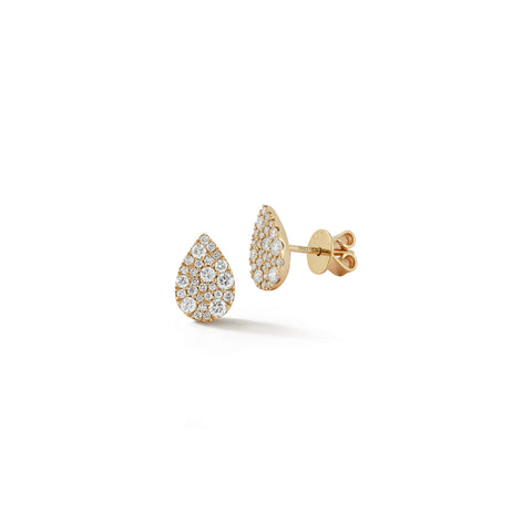 Yellow Gold-1^Designer Stud Earrings: Samantha Lynn Large Teardrop Diamond Studs in Yellow Gold