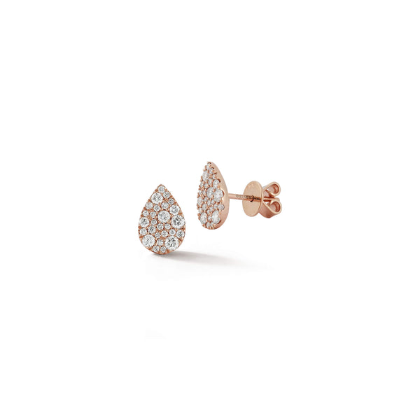 Rose Gold-1^Designer Stud Earrings: Samantha Lynn Large Teardrop Diamond Studs in Rose Gold