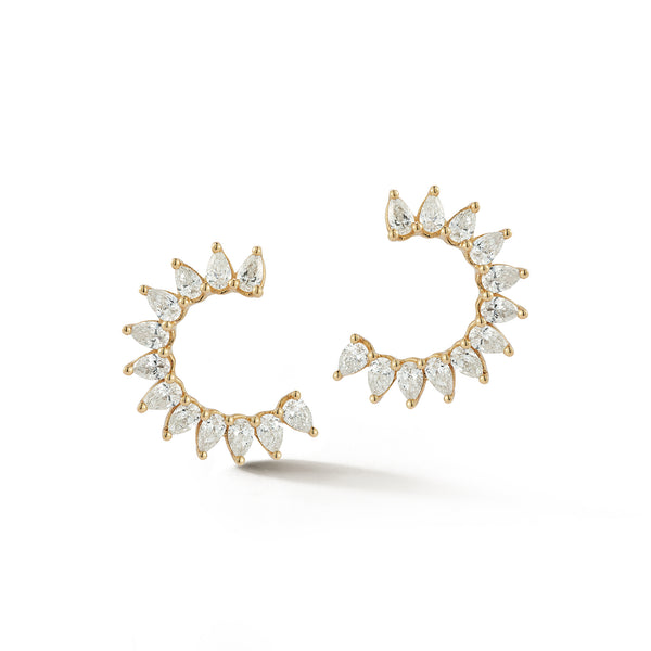 Yellow Gold-1^Designer Stud Earrings: Taylor Elaine Pear Wrap Earrings in Yellow Gold