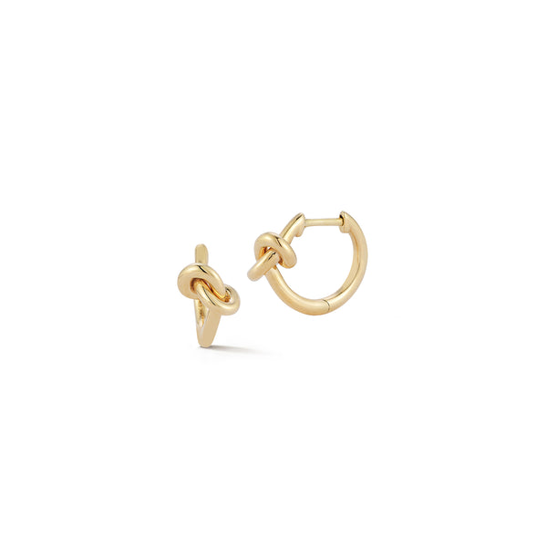 Yellow Gold-1^Huggie Earrings: Nana Bernice Knot Huggies in Yellow Gold