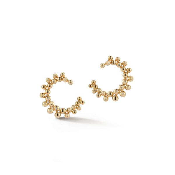 Yellow Gold-1^Designer Diamond Earrings: Poppy Rae Pebble Wrap Earrings in Yellow Gold