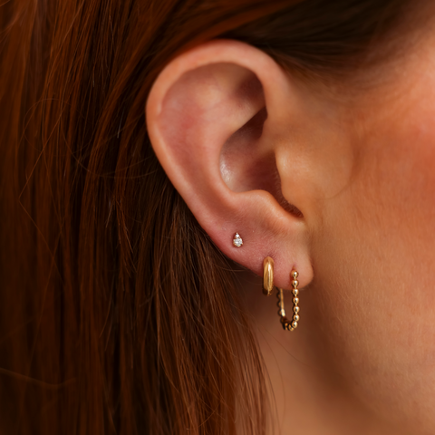 Rose Gold^3-Gold Hoop Earrings: Poppy Rae U Hoop in Rose Gold