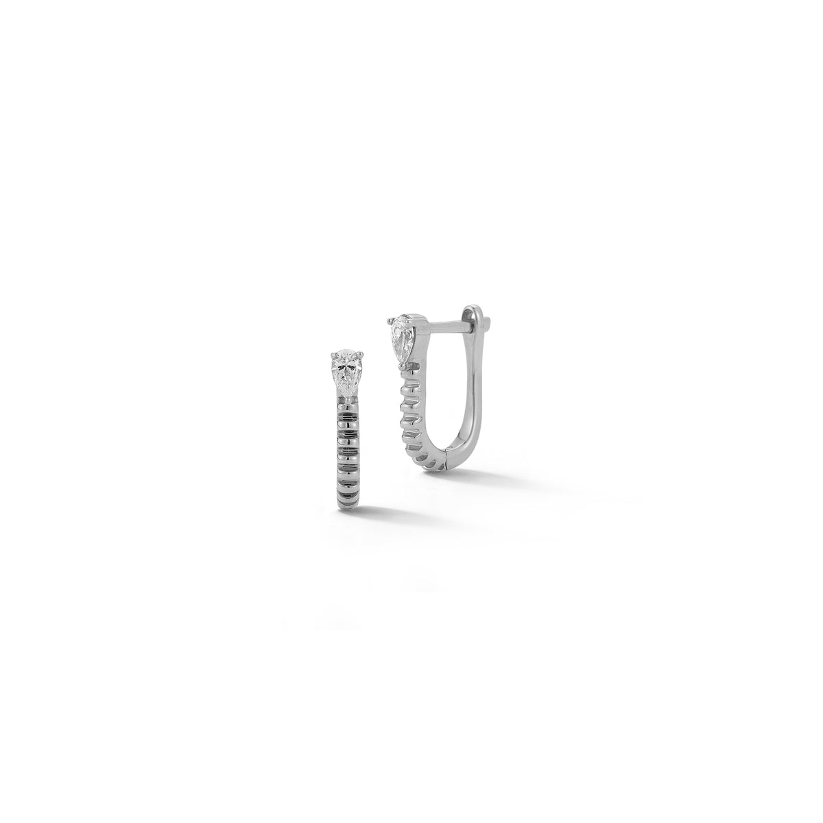 White Gold^1-Gold Hoop Earrings: Taylor Elaine Pear U Hoops in White Gold