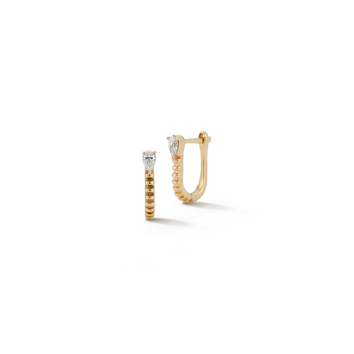 Yellow Gold^1-Gold Hoop Earrings: Taylor Elaine Pear U Hoops in Yellow Gold