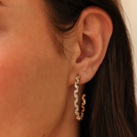 Rose Gold^2-Diamond Hoop Earrings: Alexa Jordyn Marquise Marge Hoops in Rose Gold