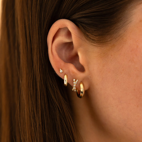 Yellow Gold-4^Huggie Earrings: Reese Brooklyn Knife-Edge Solid Gold Huggies in Yellow Gold