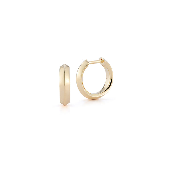 Yellow Gold-1^Designer Gold Hoops: Reese Brooklyn Knife Edge Hoops in Yellow Gold