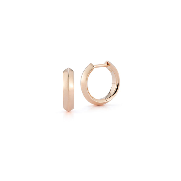 Rose Gold-1^Designer Gold Hoops: Reese Brooklyn Knife Edge Hoops in Rose Gold