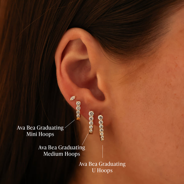 Rose Gold^3-Diamond Hoop Earrings: Ava Bea Medium Graduating Hoop in Rose Gold