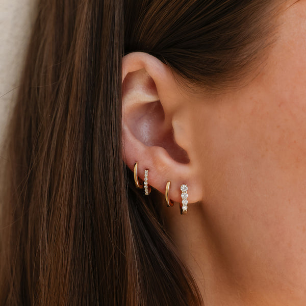 Yellow Gold^2-Diamond Hoop Earrings: Ava Bea Mini Graduating Hoop in Yellow Gold