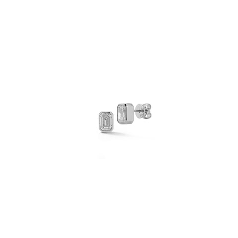 White Gold-1^Designer Stud Earrings: DRD Round Bezel Set Solitaire Studs 3.00 Ct. Total Weight in White Gold