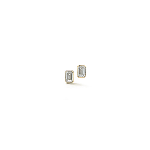 Yellow Gold-2^Designer Stud Earrings: DRD Round Bezel Set Solitaire Studs 3.00 Ct. Total Weight in Yellow Gold