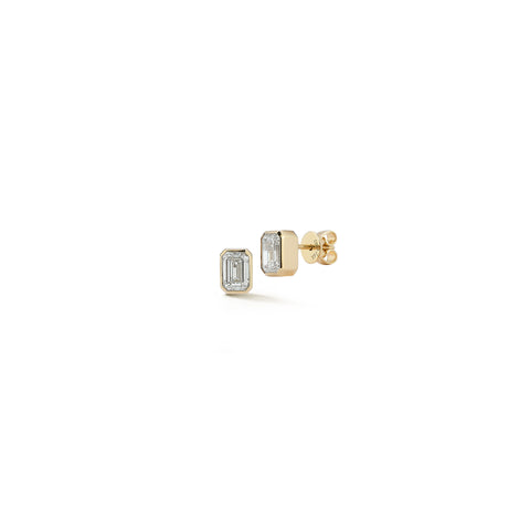 Yellow Gold-1^Designer Stud Earrings: DRD Round Bezel Set Solitaire Studs 3.00 Ct. Total Weight in Yellow Gold