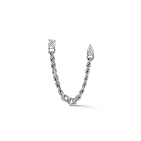 White Gold-1^Single Stud Earrings: Taylor Elaine Cuban Chain Single Earring in White Gold