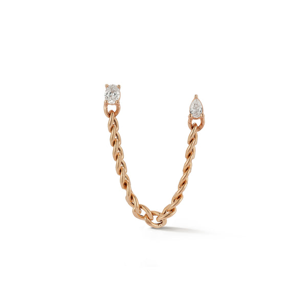 Rose Gold-1^Single Stud Earrings: Taylor Elaine Cuban Chain Single Earring in Rose Gold