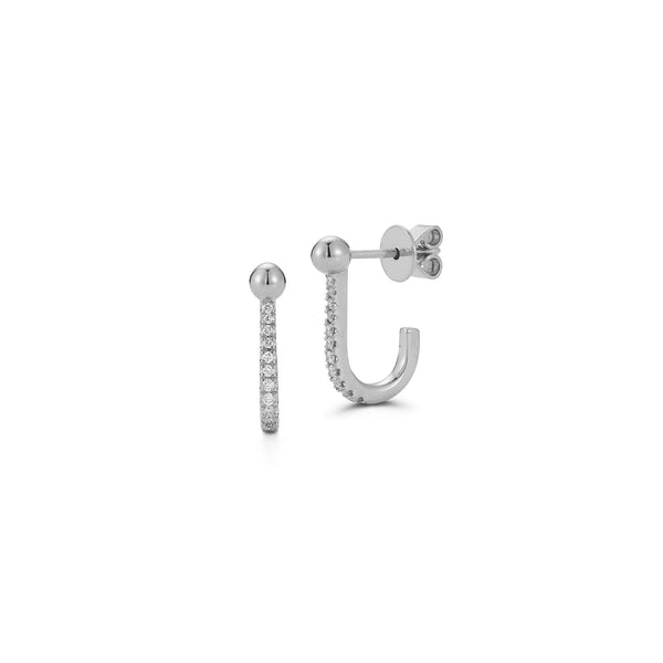 White Gold^1-Gold Hoop Earrings: Poppy Rae Diamond Pebble U Hoops in White Gold