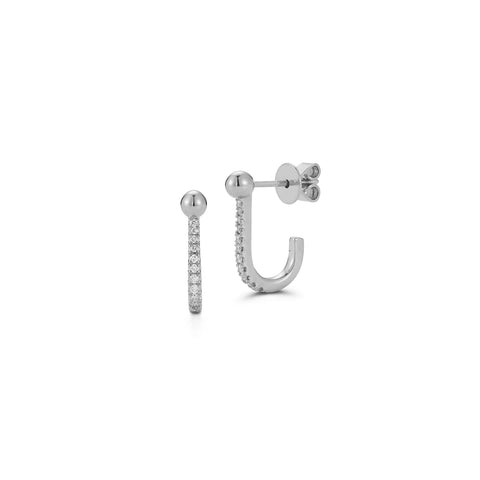 White Gold^1-Gold Hoop Earrings: Poppy Rae Diamond Pebble U Hoops in White Gold