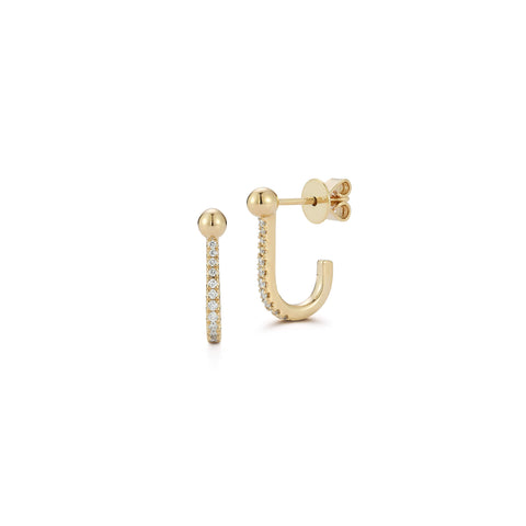 Yellow Gold^1-Gold Hoop Earrings: Poppy Rae Diamond Pebble U Hoops in Yellow Gold